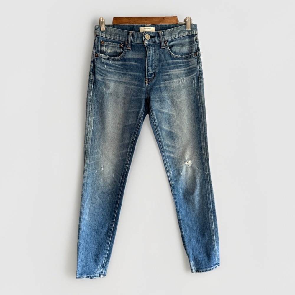 MOUSSY VINTAGE Jeans Velma Skinny MidRise Distressed Stretch Denim Blue Ankle 26